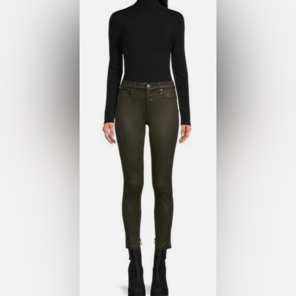 Olive Green Gianni Bini lightly cropped Pleather Coated Skinny Jeans 27 Egypt